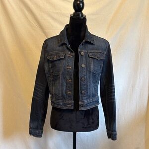 Dark Wash Cropped Denim Jacket - Women's Classic Jean Jacket